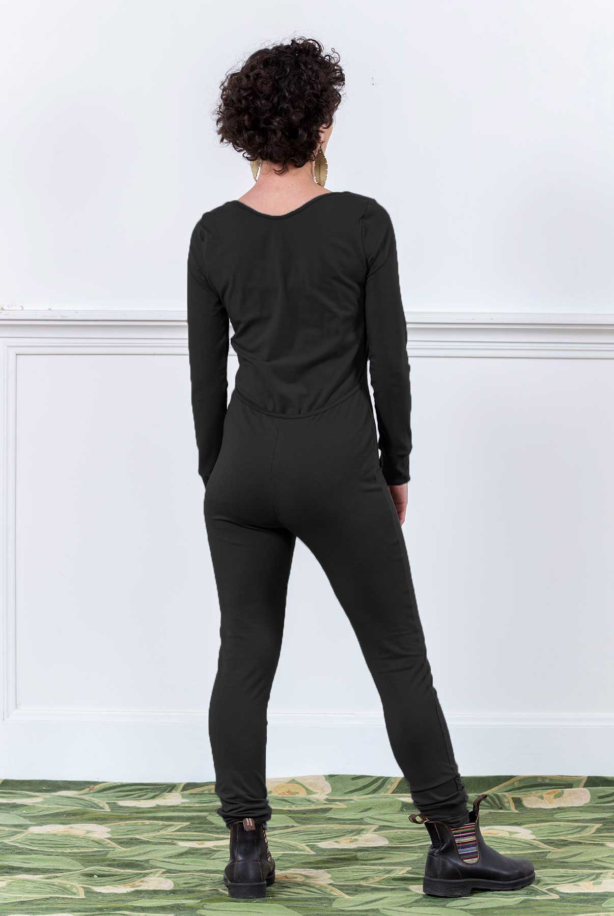 MoonEaze™ Black French Terry Soy Modal Women's One Piece Thermals-One Piece Thermals-Small-Envelope-Sleeveless-Hagsters