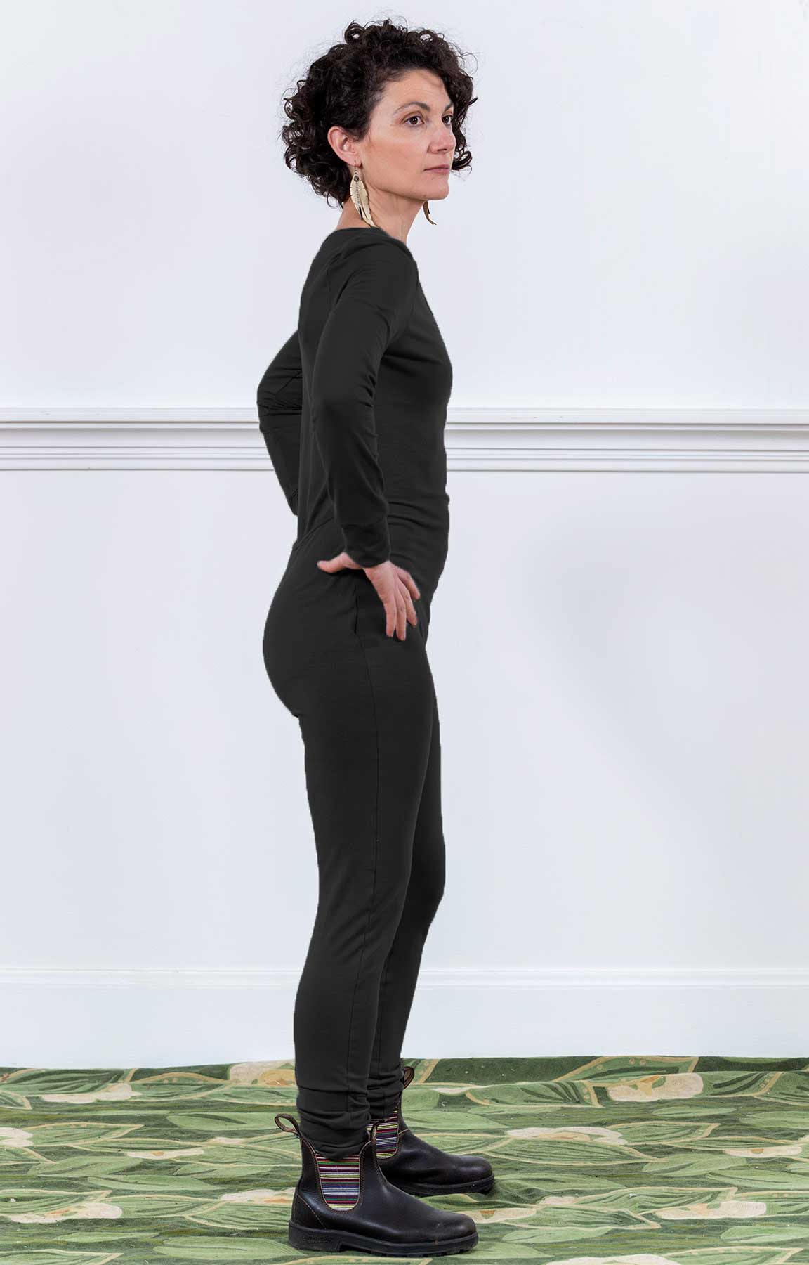 MoonEaze™ Black French Terry Soy Modal Women's One Piece Thermals-One Piece Thermals-Small-Envelope-Sleeveless-Hagsters