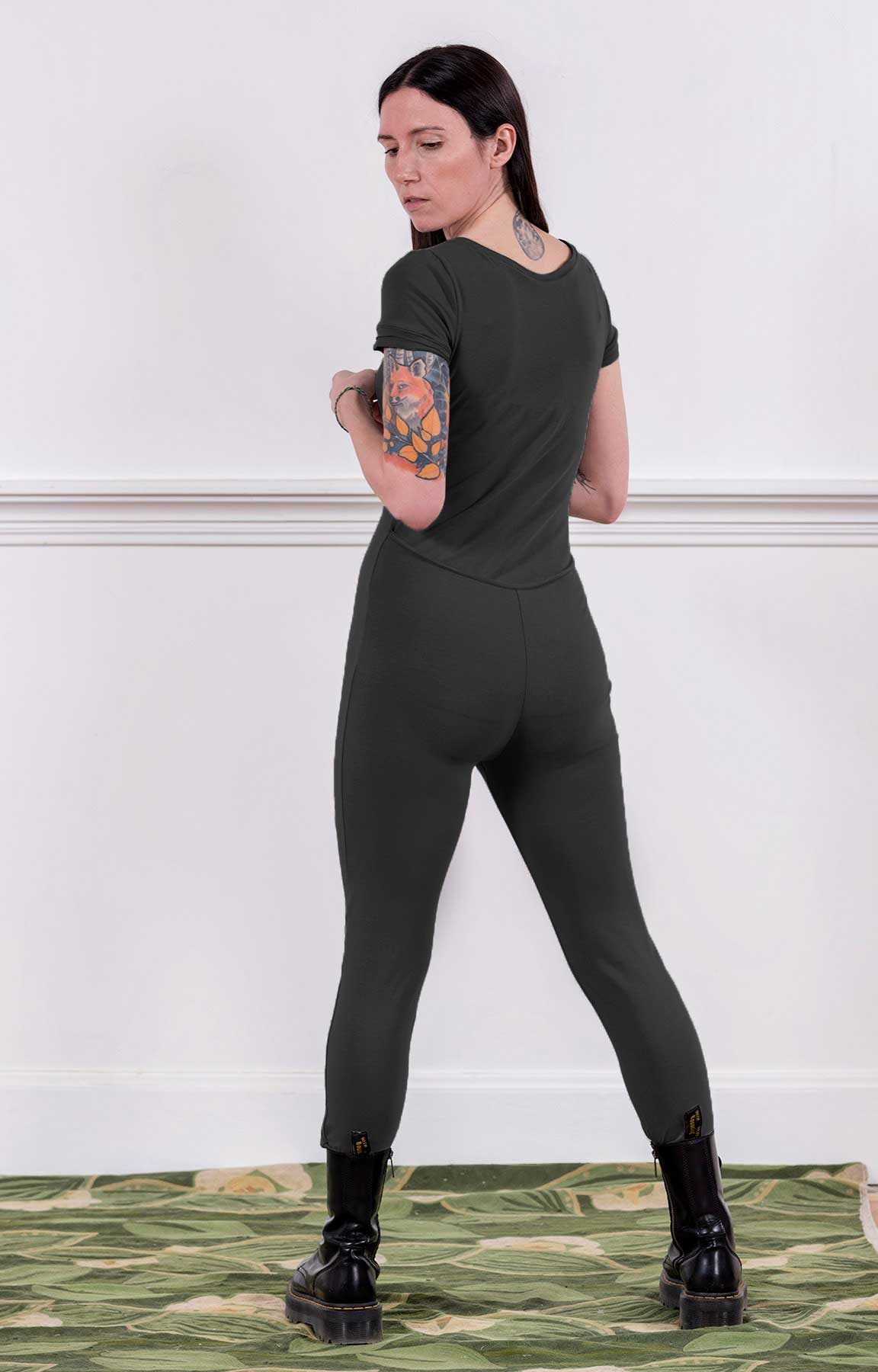 MoonEaze™ Black French Terry Soy Modal Women's One Piece Thermals-One Piece Thermals-Small-Envelope-Sleeveless-Hagsters