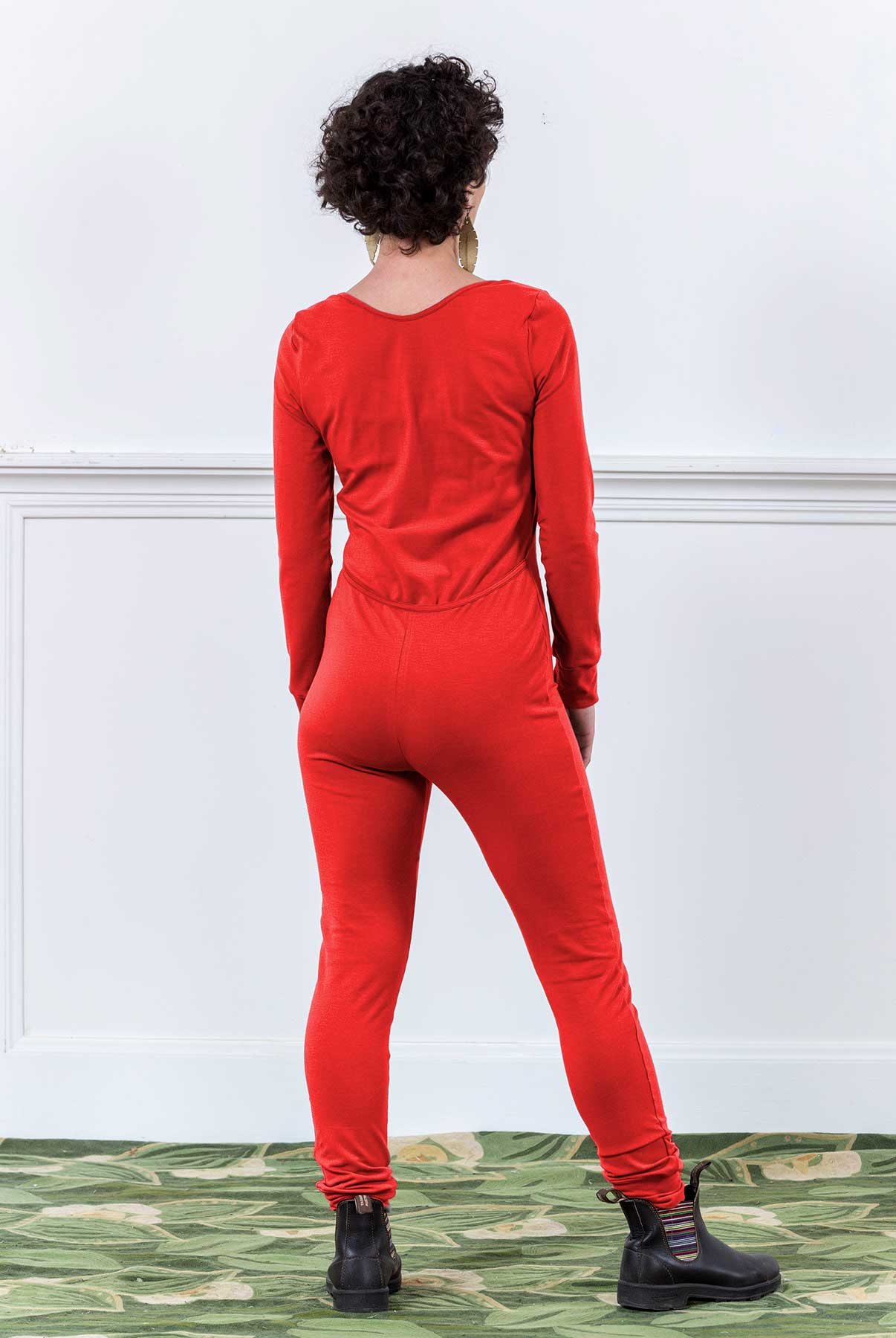 MoonEaze™ Red Bamboo Organic Cotton Knit Women's One Piece Thermal-One Piece Thermals-Small-Scoop-Sleeveless-Hagsters