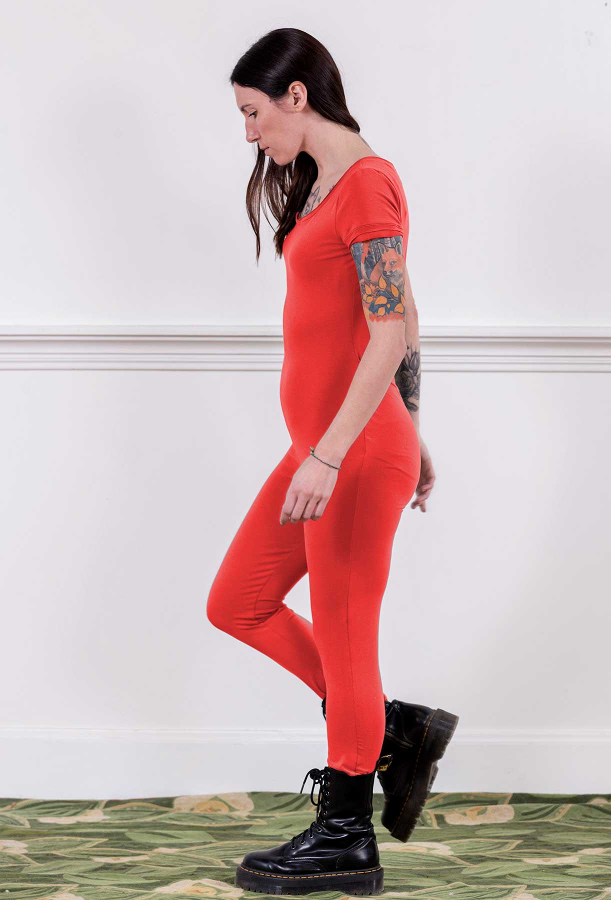 MoonEaze™ Red Bamboo Organic Cotton Knit Women's One Piece Thermal-One Piece Thermals-Small-Scoop-Sleeveless-Hagsters