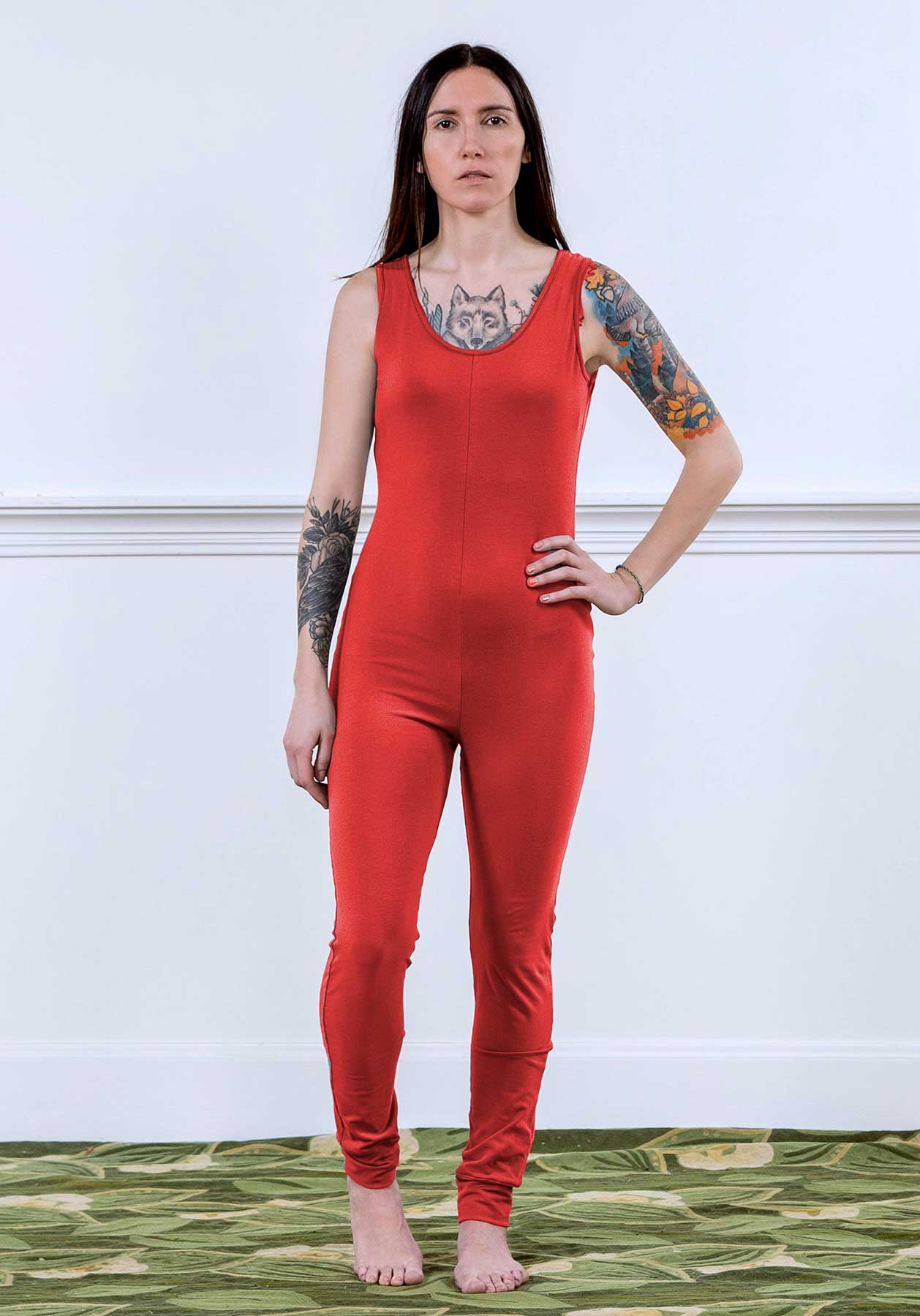 MoonEaze™ Red Bamboo Organic Cotton Knit Women's One Piece Thermal-One Piece Thermals-Small-Scoop-Sleeveless-Hagsters