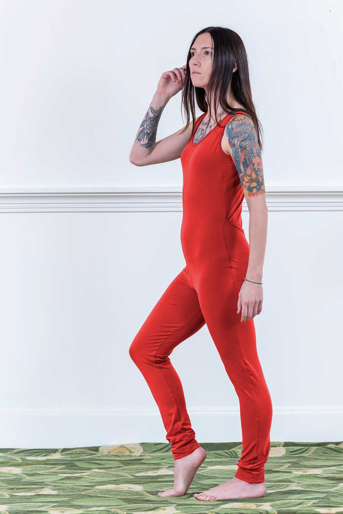 MoonEaze™ Red Bamboo Organic Cotton Knit Women's One Piece Thermal-One Piece Thermals-Small-Scoop-Sleeveless-Hagsters