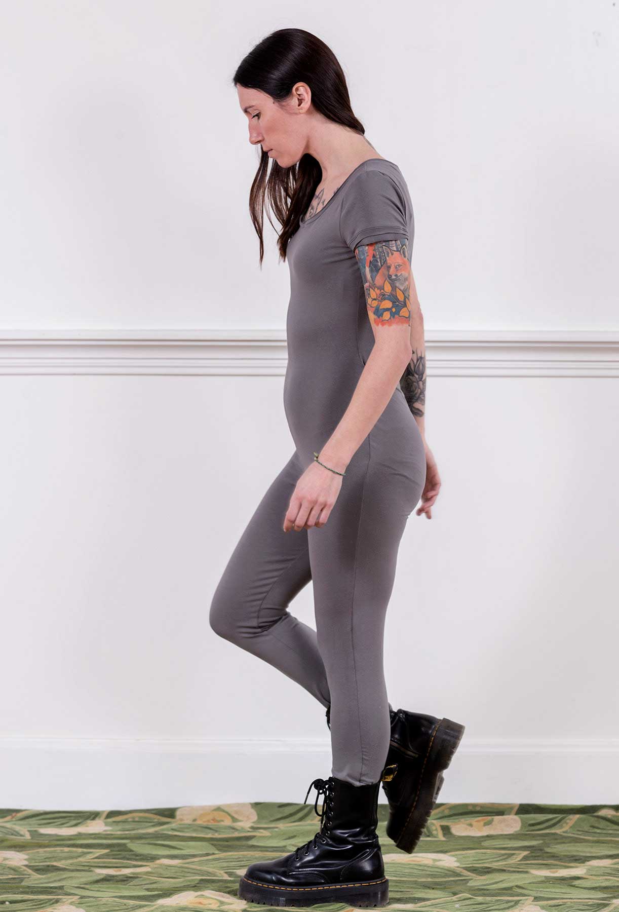 MoonEaze™ Light Gray Brushed Cotton Modal Women's One Piece Thermal-One Piece Thermals-X-Small-Scoop-Sleeveless-Hagsters