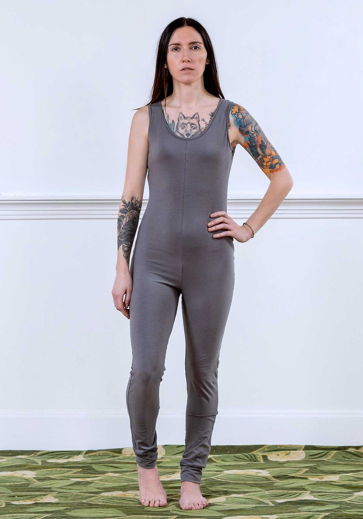 MoonEaze™ Light Gray Brushed Cotton Modal Women's One Piece Thermal-One Piece Thermals-X-Small-Scoop-Sleeveless-Hagsters